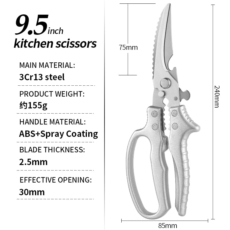 Professional 3cr13 Steel Kitchen Shears Heavy Duty Ergonomic Multi-Purpose Scissors for Cutting Meat Poultry Herbs