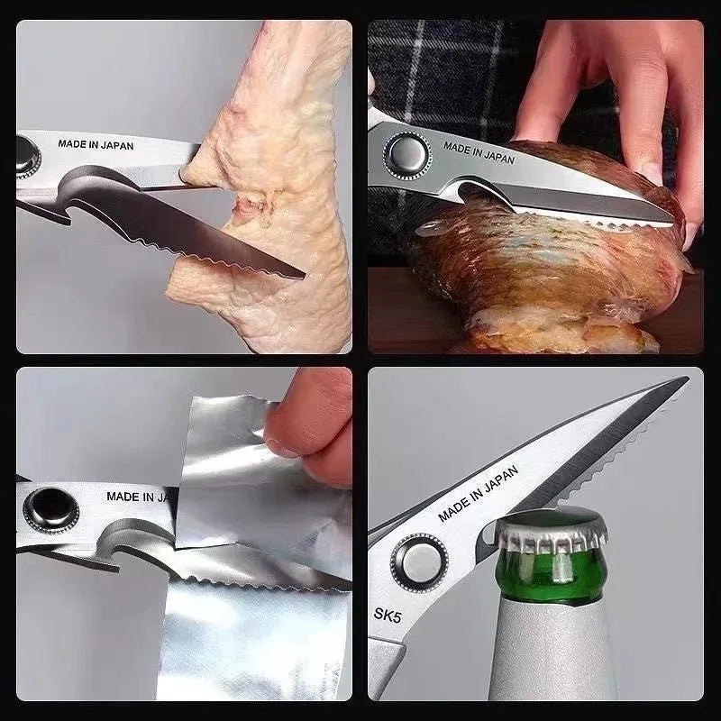 2Cr13 Stainless Steel Heavy Duty Sharp Multifunction Kitchen Scissors Powerful Chicken Bone Scissors