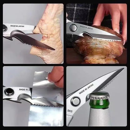 2Cr13 Stainless Steel Heavy Duty Sharp Multifunction Kitchen Scissors Powerful Chicken Bone Scissors