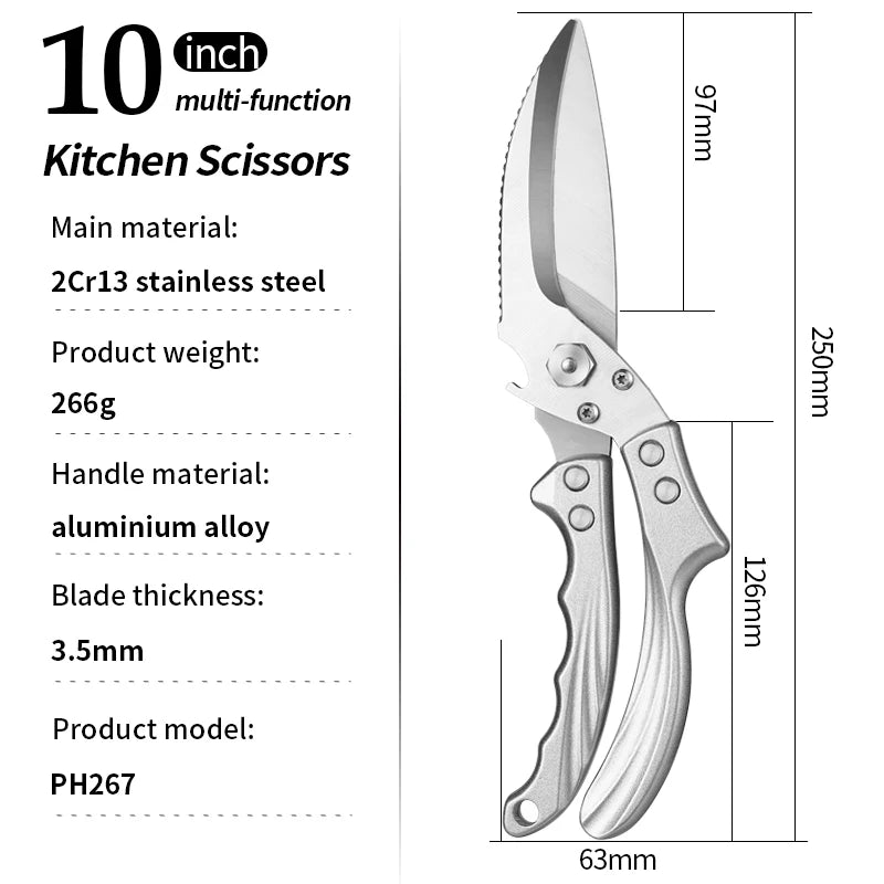 Premium Heavy-Duty Stainless Steel Kitchen Scissors Multifunctional and Disassemblable for Efficient Chicken Bone Trimming
