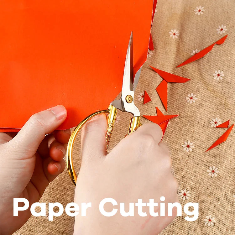 Dragon Phoenix Gold Scissors Vintage Metal DIY Household Sewing & Embroidery Shears Manual Paper Cutting Scissors