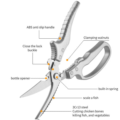 Professional 3cr13 Steel Kitchen Shears Heavy Duty Ergonomic Multi-Purpose Scissors for Cutting Meat Poultry Herbs