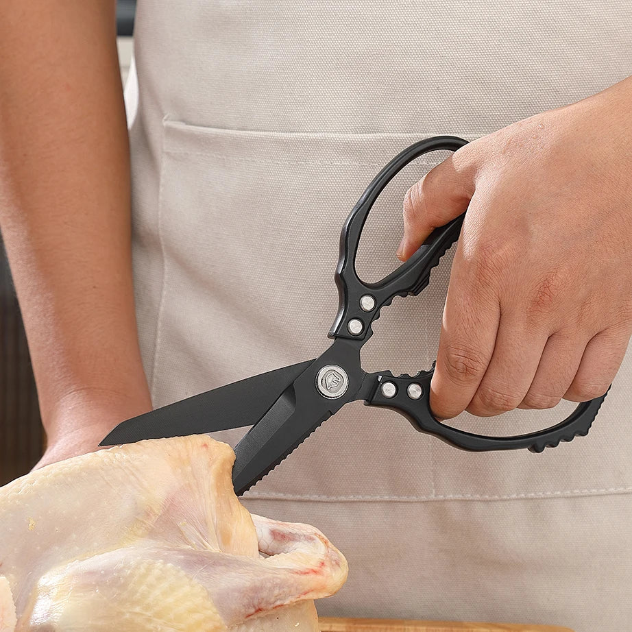 Aluminum Alloy Handle Heavy Duty Multi-Functional Eco-Friendly Kitchen Scissors 3.5mm Thick 9.5cm Blade Ultra Sharp Dishwasher