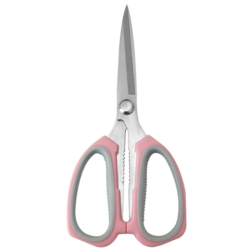 Heavy-Duty Stainless Steel Kitchen Scissors with Plastic Handle Multi-Purpose Outdoor Cutting Tool for Meat Household Use