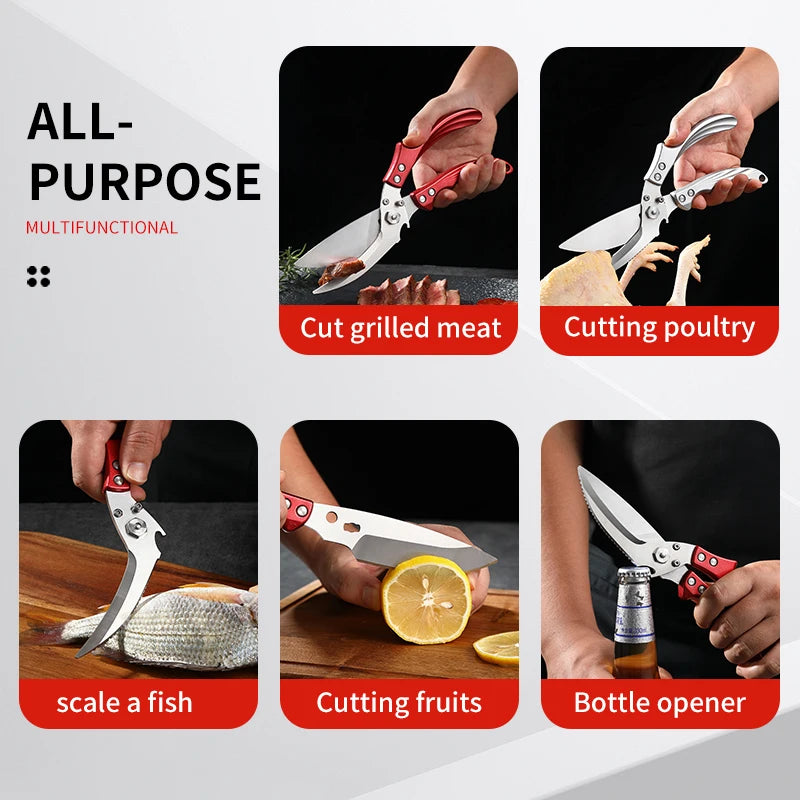 Premium Heavy-Duty Stainless Steel Kitchen Scissors Multifunctional and Disassemblable for Efficient Chicken Bone Trimming