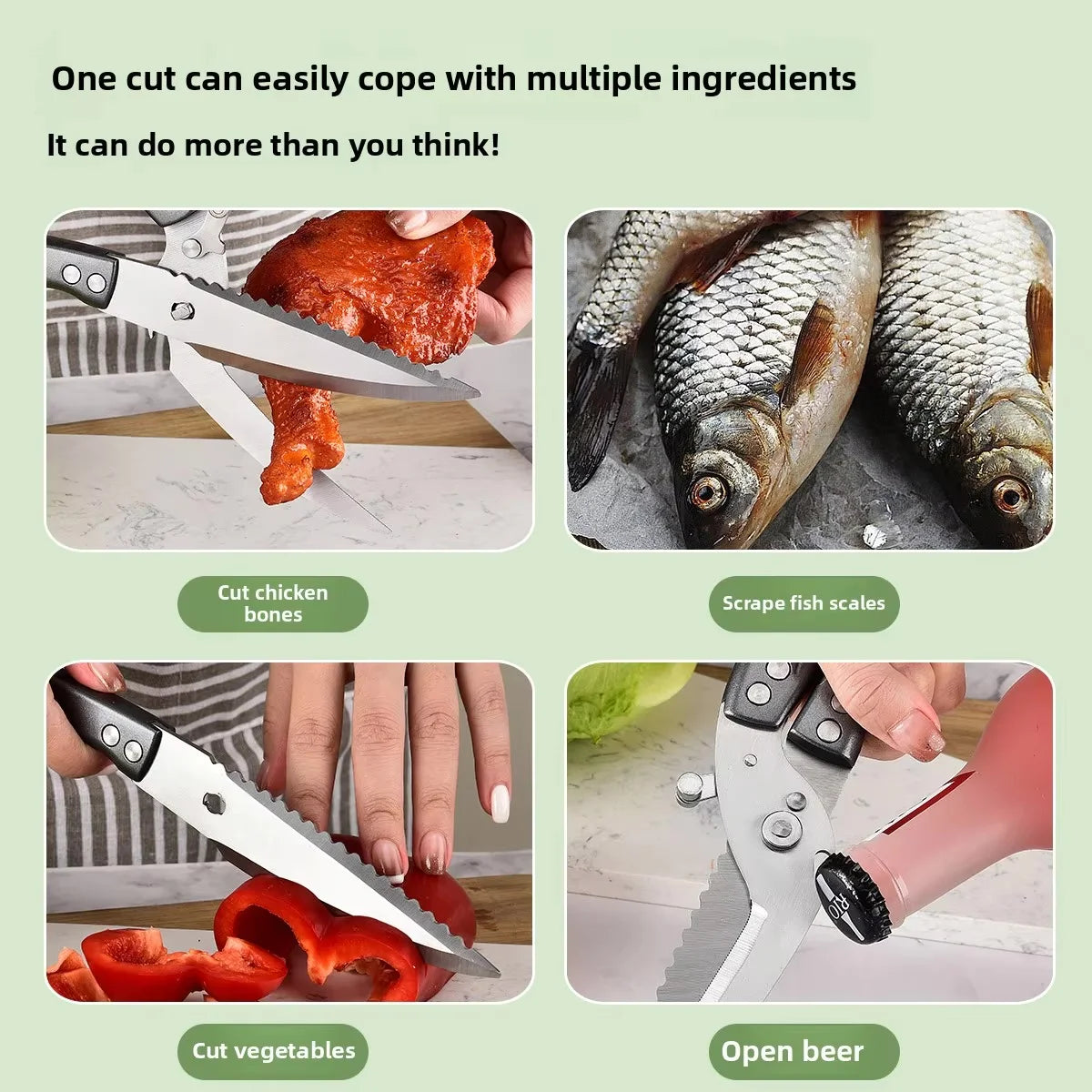 Heavy Duty Detachable Poultry Shears Stainless Steel Knife Scissors with Aluminium Alloy Handle for Kitchen Use