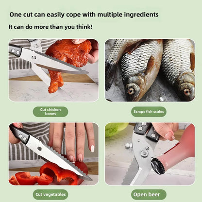 Heavy Duty Detachable Poultry Shears Stainless Steel Knife Scissors with Aluminium Alloy Handle for Kitchen Use