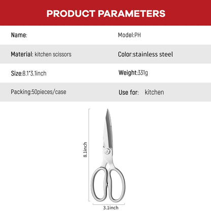 3Cr13 Stainless Steel Multi-Functional Kitchen Scissors New Style Detachable Heavy Duty Design for Meat Chicken Fish Cutting