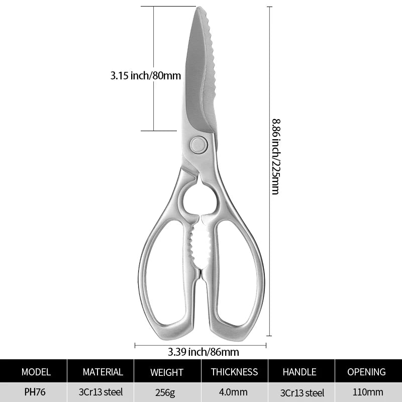 Heavy Duty 3Cr13 Stainless Steel Multi-Purpose Kitchen Scissors Poultry Chicken Bone Shears