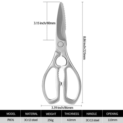 Heavy Duty 3Cr13 Stainless Steel Multi-Purpose Kitchen Scissors Poultry Chicken Bone Shears