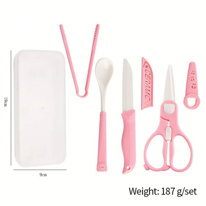 Heavy Duty Multi-Functional Ceramic Baby Complementary Food Scissors Set Kitchen Gadget with Plastic Handle and Storage Box