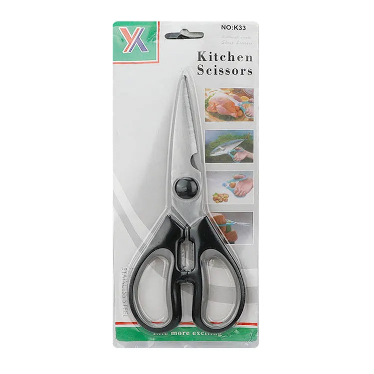 Heavy-Duty Multifunctional Stainless Steel Kitchen Scissors Disassemblable with Comfortable Plastic Handle for Home Use