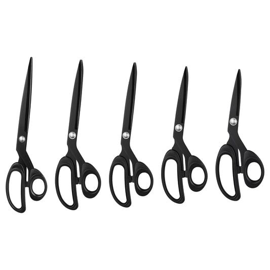 PINSHUN Stainless Steel Tailor Scissors with Plastic Handle Foldable DIY Fabric Cutting Shears Partially Serrated Edge Black