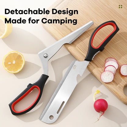 Stainless Steel 11.8-Inch Long Multifunctional BBQ Scissors Outdoor Camping Detachable Kitchen Shears Heavy Duty