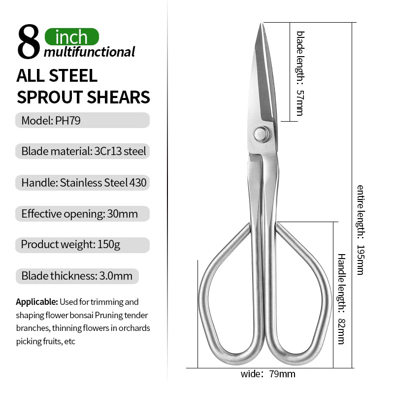 Garden Tools Multifunction Stainless Steel Secateurs Tree Branch Cutter Bonsai Pruning Shears
