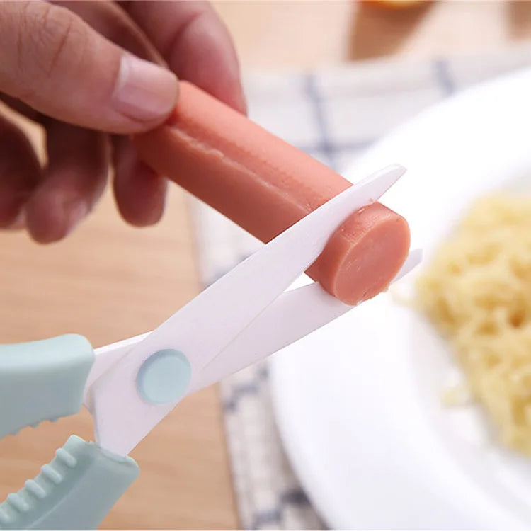 Portable Multifunctional Heavy Duty Ceramic Kitchen Scissors with Plastic Handles for Baby Food Cutting