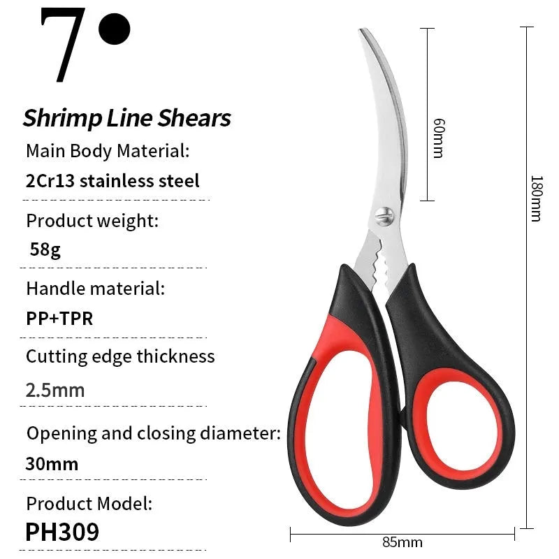 Professional High Quality Stainless Steel Kitchen Scissors with Plastic Handle Heavy Duty Shrimp Vein Scissors