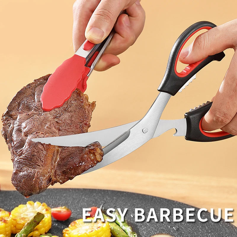 Multifunctional Heavy-Duty Stainless Steel Kitchen Scissors Nut Cracker and Detachable Feature Essentials for the Kitchen