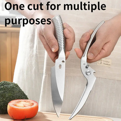 Factory Outlet Eco-Friendly Stainless Steel Heavy Duty Ultra Sharp 4MM Thickness 2-In-1 Professional Kitchen Shears Scissors