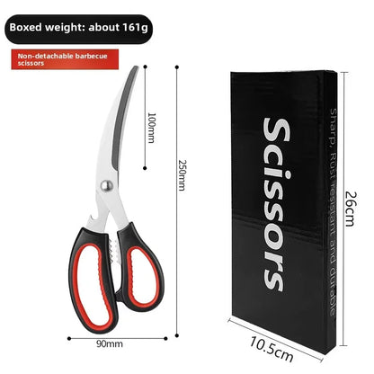 Heavy-Duty Korean BBQ Stainless Steel Scissors with Plastic Handle for Kitchen and Barbecue Use