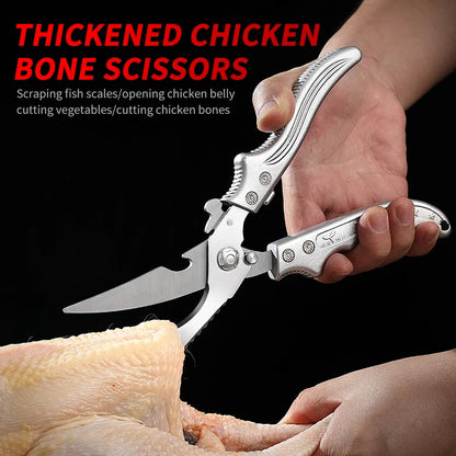 Aluminum Alloy Handle Stainless Steel Multifunctional Kitchen Scissors for Meat & Chicken Cutting