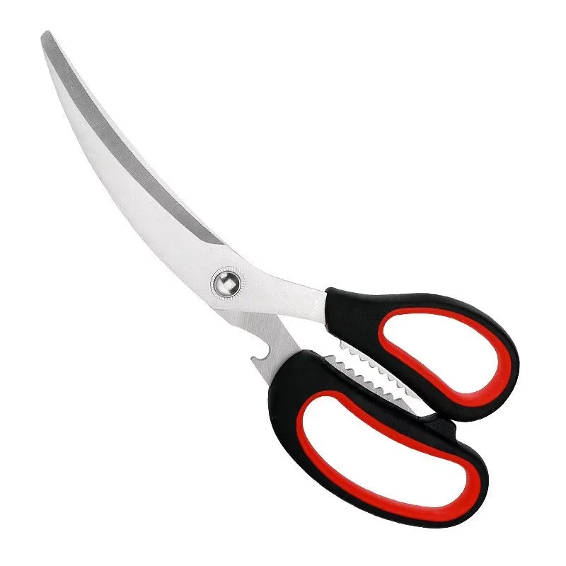 Heavy-Duty Korean BBQ Stainless Steel Scissors with Plastic Handle for Kitchen and Barbecue Use
