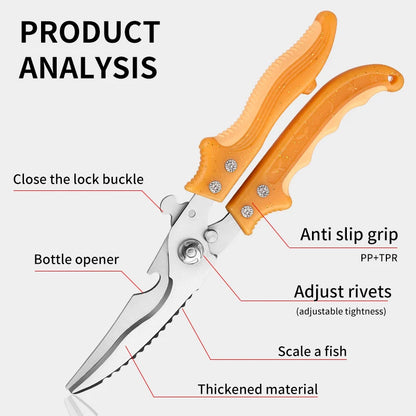 Professional 2Cr13 Stainless Steel Kitchen Tool Heavy Duty Eco-Friendly Poultry Shears Thickened Chicken Bone Scissors