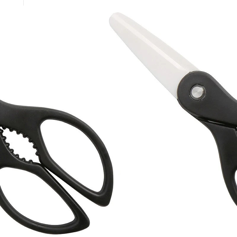 Heavy Duty Multi-Purpose Ceramic Kitchen Scissors Sharp Meat Cutting Food Scissor with Plastic Handle Household Kitchen Tool
