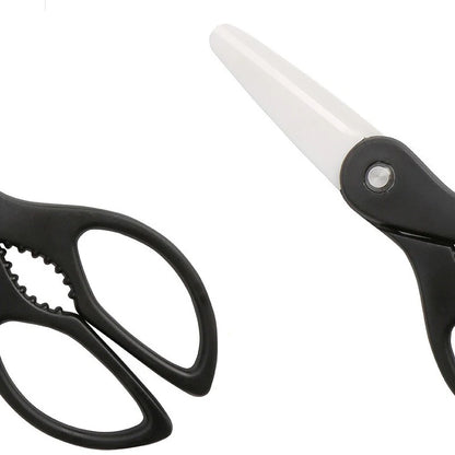 Heavy Duty Multi-Purpose Ceramic Kitchen Scissors Sharp Meat Cutting Food Scissor with Plastic Handle Household Kitchen Tool