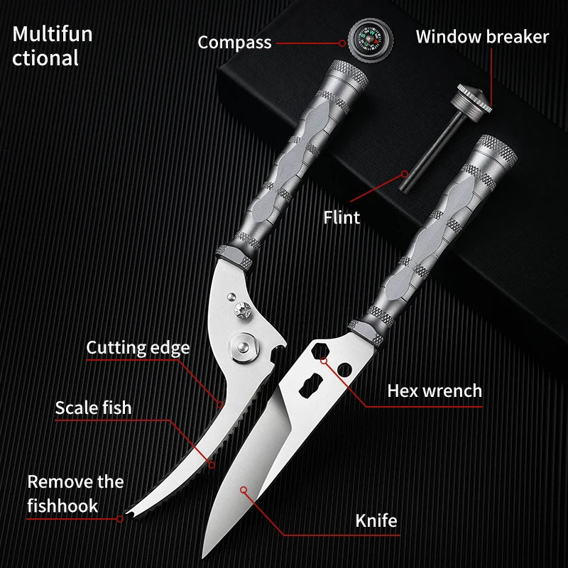 Heavy Duty Kitchen Utensils Multifunction Cooking Scissors 3Cr14 Steel Chicken Bone Poultry Shear
