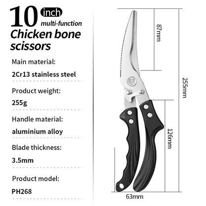 Stainless Steel Manual Kitchen Scissors Power Source Cutting Tools for Chicken Duck Fish Vegetables Bones