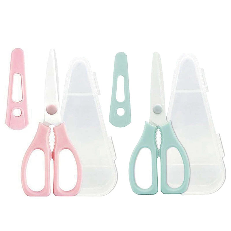 Portable Multifunctional Heavy Duty Ceramic Kitchen Scissors with Plastic Handles for Baby Food Cutting