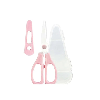 Portable Multifunctional Heavy Duty Ceramic Kitchen Scissors with Plastic Handles for Baby Food Cutting