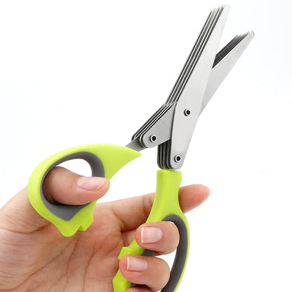 5 Blades Herb Scissors Stainless Steel Cutting Kitchen Shears for Fresh Vegetable Cilantro Lettuce Onion Tailor Shears PP Handle