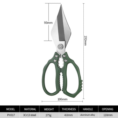 Multifunction Heavy-Duty Eco-Friendly Ultra Sharp Stainless Steel Kitchen Scissors Aluminum Alloy Handles Dishwasher Safe High