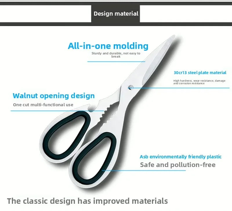 Premium Heavy-Duty Kitchen Scissors Multi-Purpose DIY Grade Stainless Steel Blades Dishwasher Safe Plastic Handle for Shearing