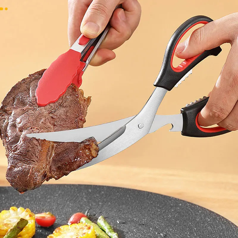 Portable Eco-Friendly Ultra Sharp Stainless Steel Meat Scissors Heavy Duty Dishwasher Safe South Korea Style for Kitchen Food