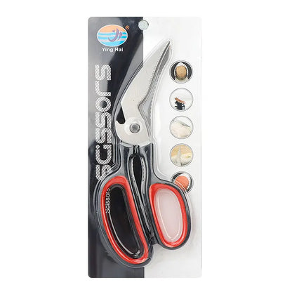 Heavy Duty Multi-Functional Stainless Steel Kitchen Scissors Meat & Vegetable Cutter with Bottle Opener Plastic Handle