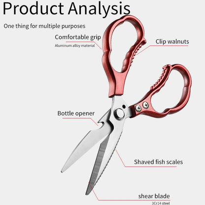 Hot Sale Multifunctional Stainless Steel Scissors for Meat Fish Chicken Bones Kitchen Scissors for Efficient Meat Cutting