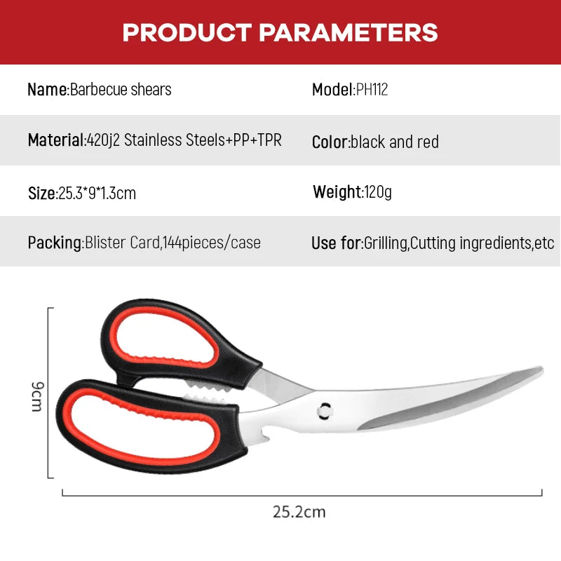 Multifunctional Heavy-Duty Stainless Steel Kitchen Scissors Nut Cracker and Detachable Feature Essentials for the Kitchen