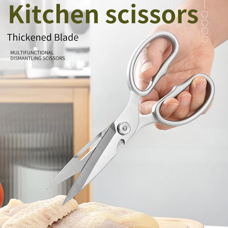 3Cr13 Stainless Steel Multi-Functional Kitchen Scissors New Style Detachable Heavy Duty Design for Meat Chicken Fish Cutting