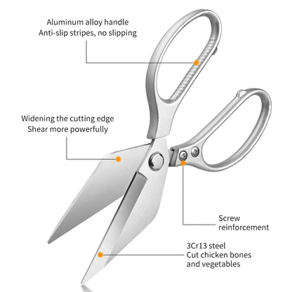 Stainless Steel Heavy Duty Multifunctional Kitchen Scissors Chicken Bone Poultry Shears with Aluminum Alloy Handle Ultra Sharp