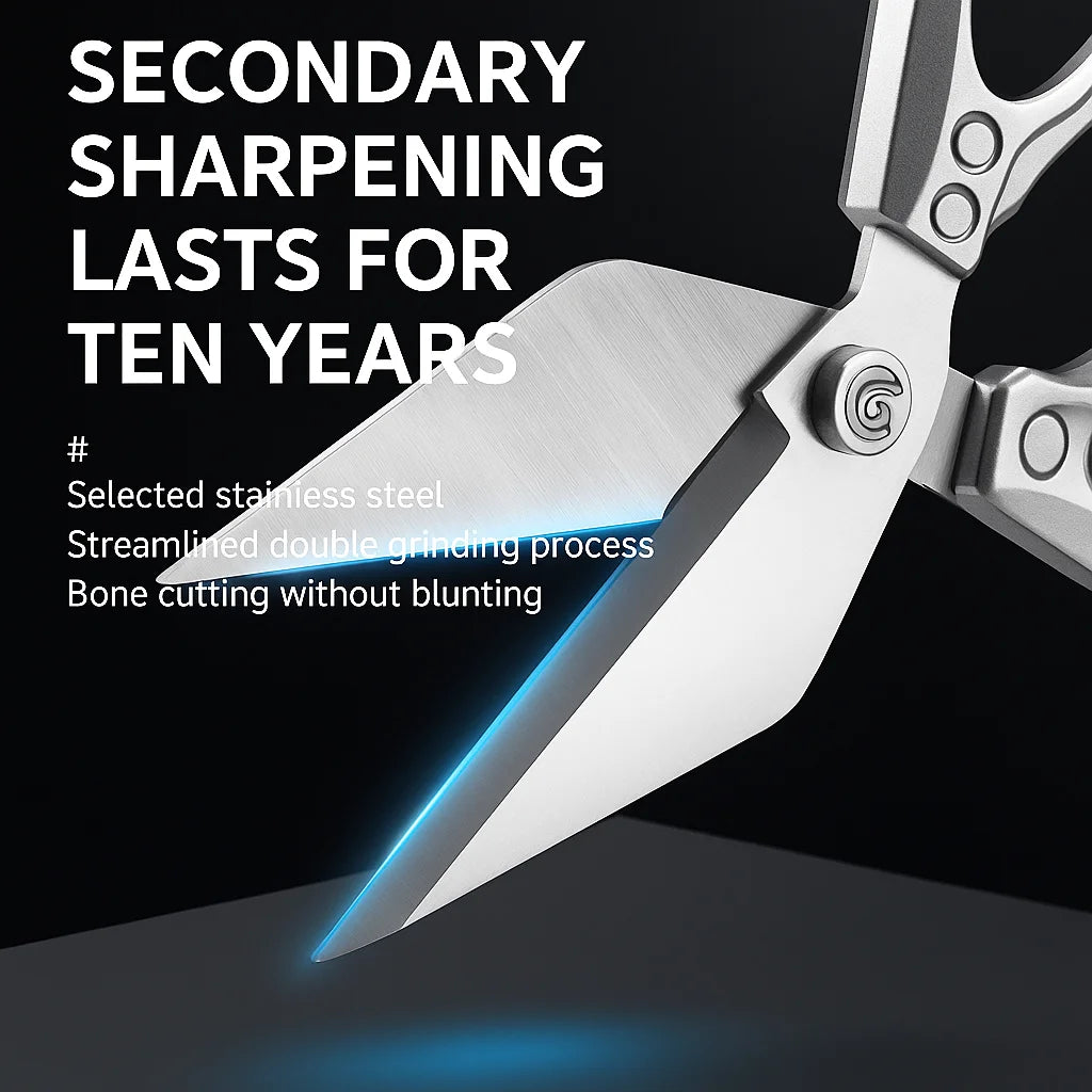 Multi-Purpose Heavy Duty 3Cr14 Stainless Steel Kitchen Utility Scissors with Aluminum Alloy Handles for Meat and Chicken Cutting