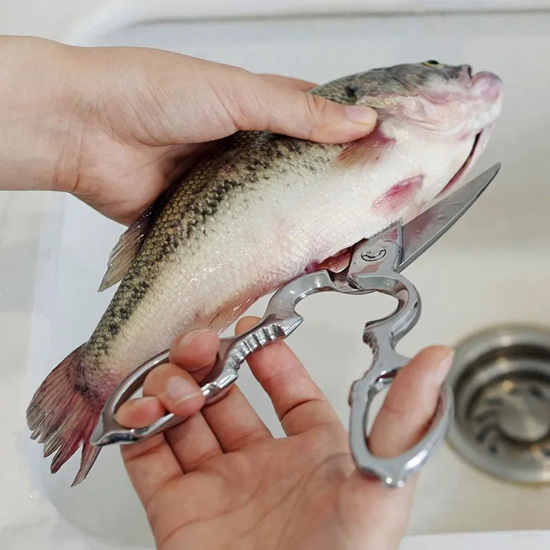 Multifunction Heavy Duty 2Cr13 Steel Professional Kitchen Shear Stainless Steel Handles Chicken Scissors Bottle Opener Walnut