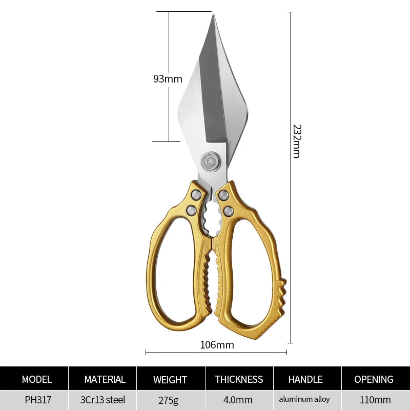 Multifunction Heavy-Duty Eco-Friendly Ultra Sharp Stainless Steel Kitchen Scissors Aluminum Alloy Handles Dishwasher Safe High
