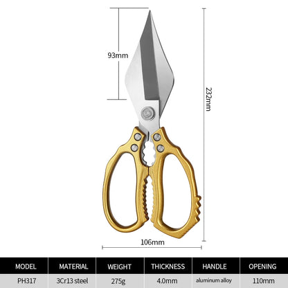 Multifunction Heavy-Duty Eco-Friendly Ultra Sharp Stainless Steel Kitchen Scissors Aluminum Alloy Handles Dishwasher Safe High