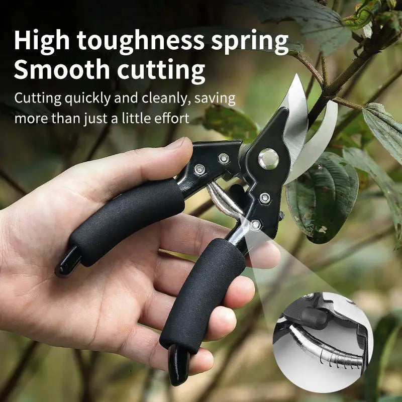Garden Hand Tools 3Cr13 Stainless Steel DIY Industrial Grade Bypass Pruning Shears with Anti-Slip Grip
