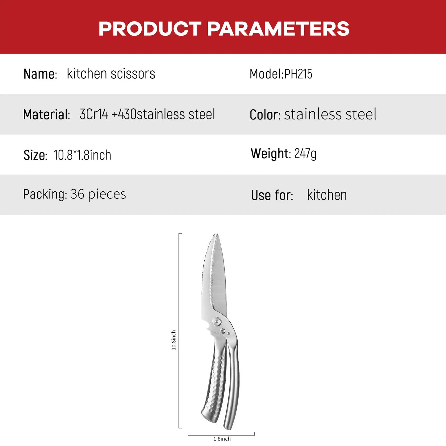 Factory Outlet Eco-Friendly Stainless Steel Heavy Duty Ultra Sharp 4MM Thickness 2-In-1 Professional Kitchen Shears Scissors