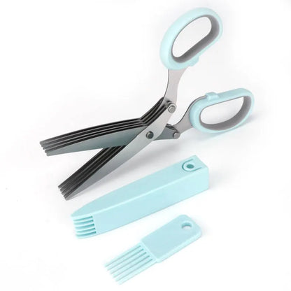 Multi-functional Kitchen Scissors Heavy Duty Five-Layers Stainless Steel Blades Plastic Handle for Scallion Food Preparation
