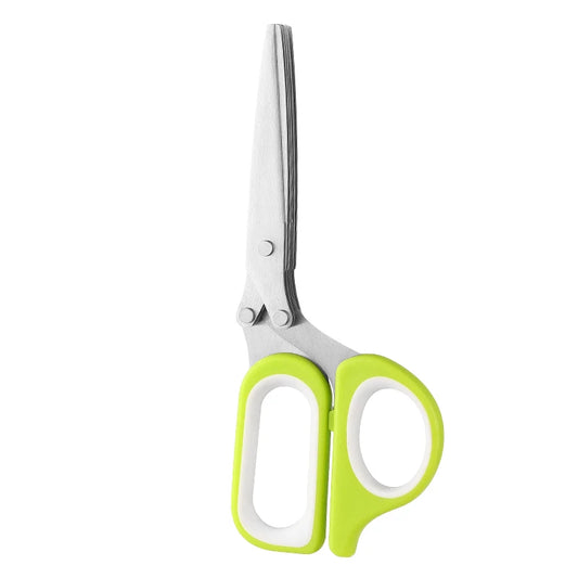 5 Blades Sharp Stainless Steel Herb Scissors Multipurpose Kitchen Shears for Onion Salad Cutting 5 Layers Brush Included